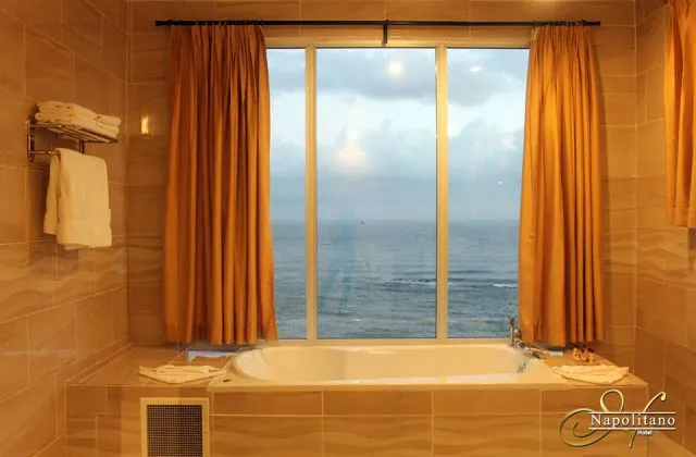 Napolitano Hotel bathroom with sea view